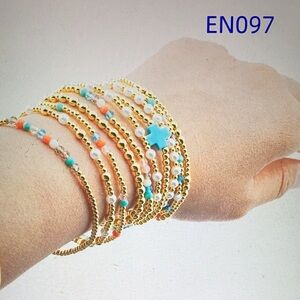 Newton Gold and Colorful Beaded Bracelet Set